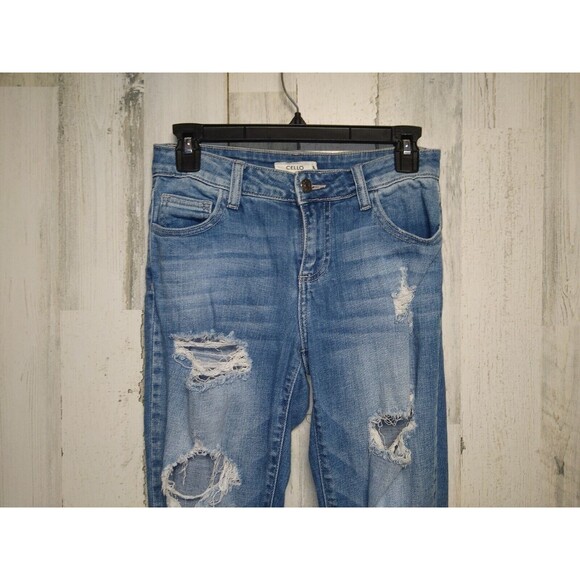 Cello Jeans Womens Size 3 Destroyed Cropped Cut Out Ankle Skinny - Picture 3 of 9